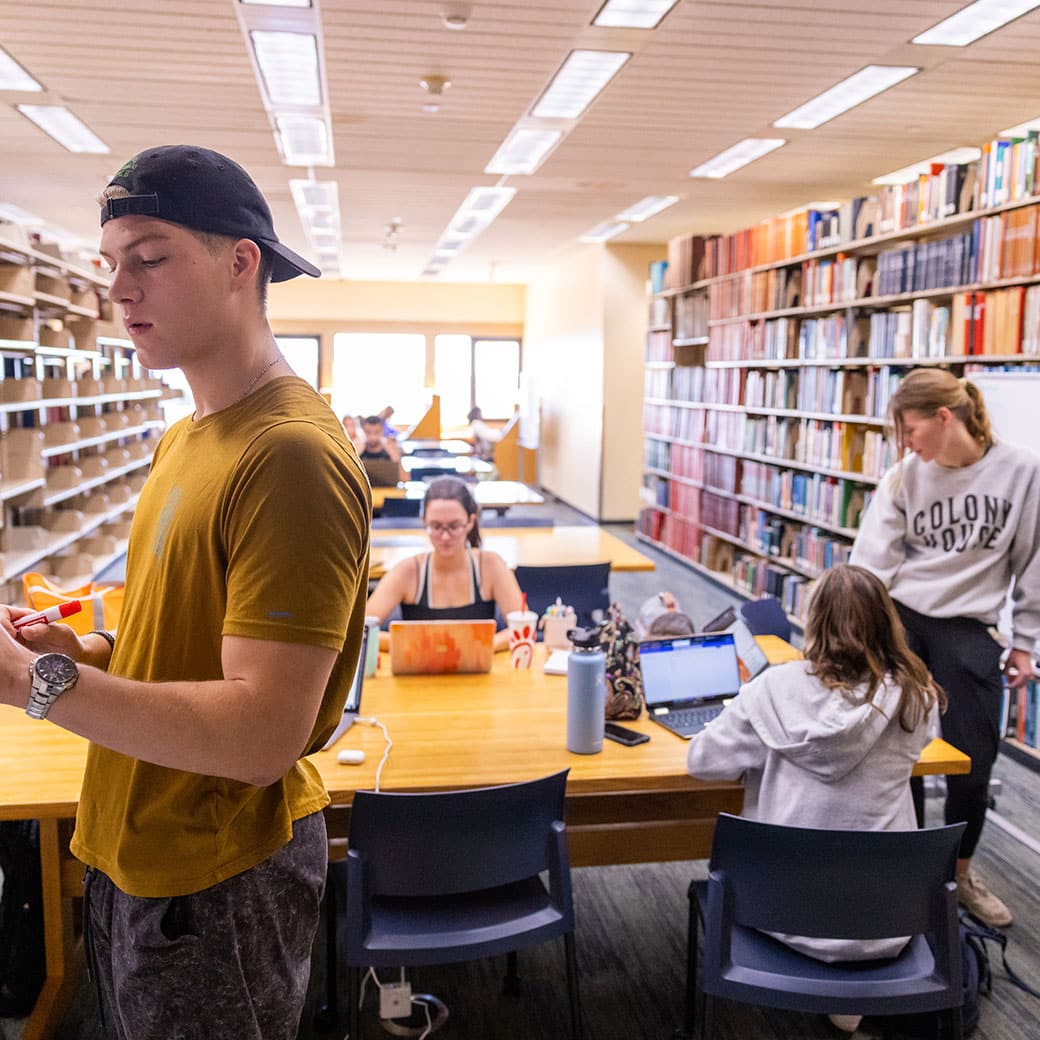 Students in a library