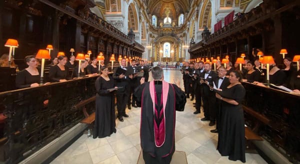 UT choir performs in a cathedral