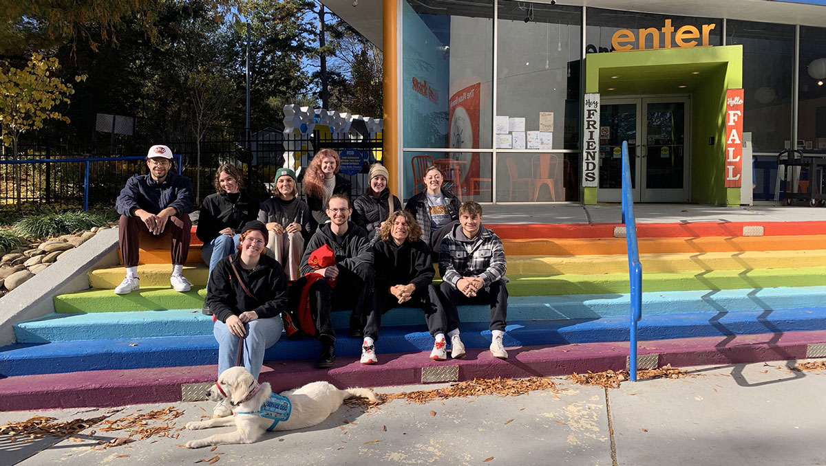 A handful of students from the Design for Health course during a visit to the MUSE to learn about children's play