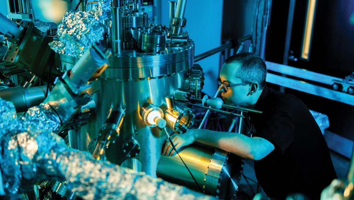 A researcher works in the quantum lab