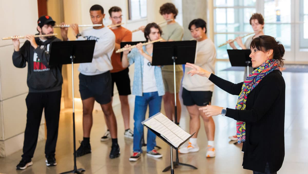 Students giving a flute performance