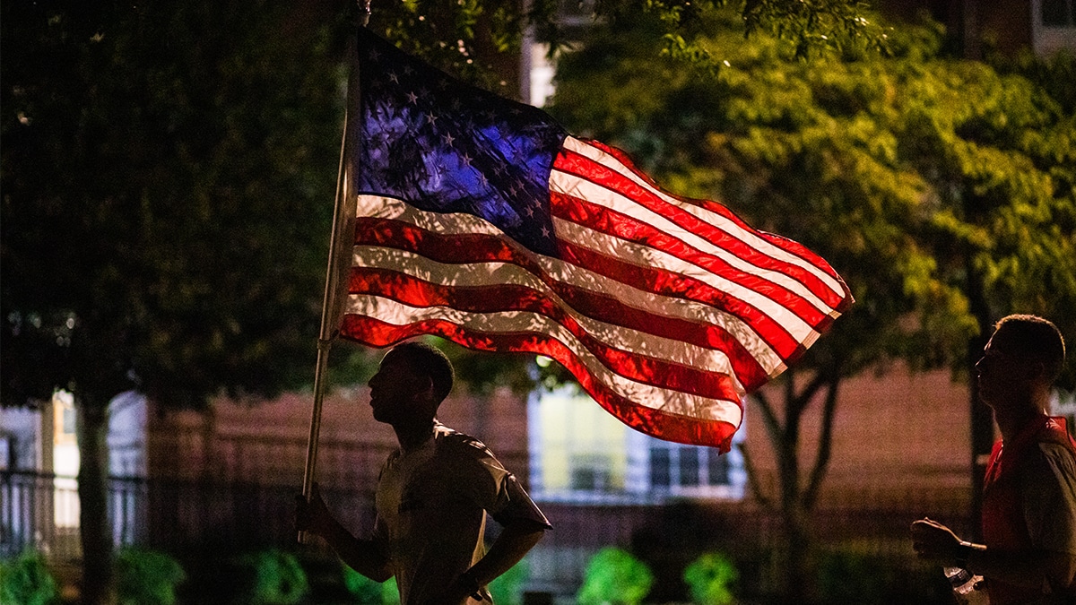 Flag being shown through campus