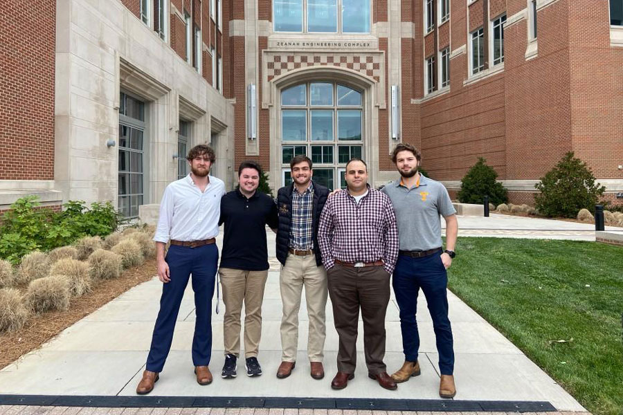 resnick-ridge-road-slope-stabilization-and-hazard-mitigation-team-900x600 Five members of the Ridge Road Slope Stabilization and Hazard Mitigation Project Team. Pictured from left to right: Tyler Resnick, Christopher Hill, William DuPree, Jeremy Kashif, and Zane Jessee.