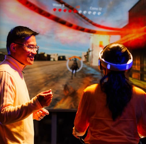 fye-2025-gallery-research A professor and student conducting research with the use of VR.