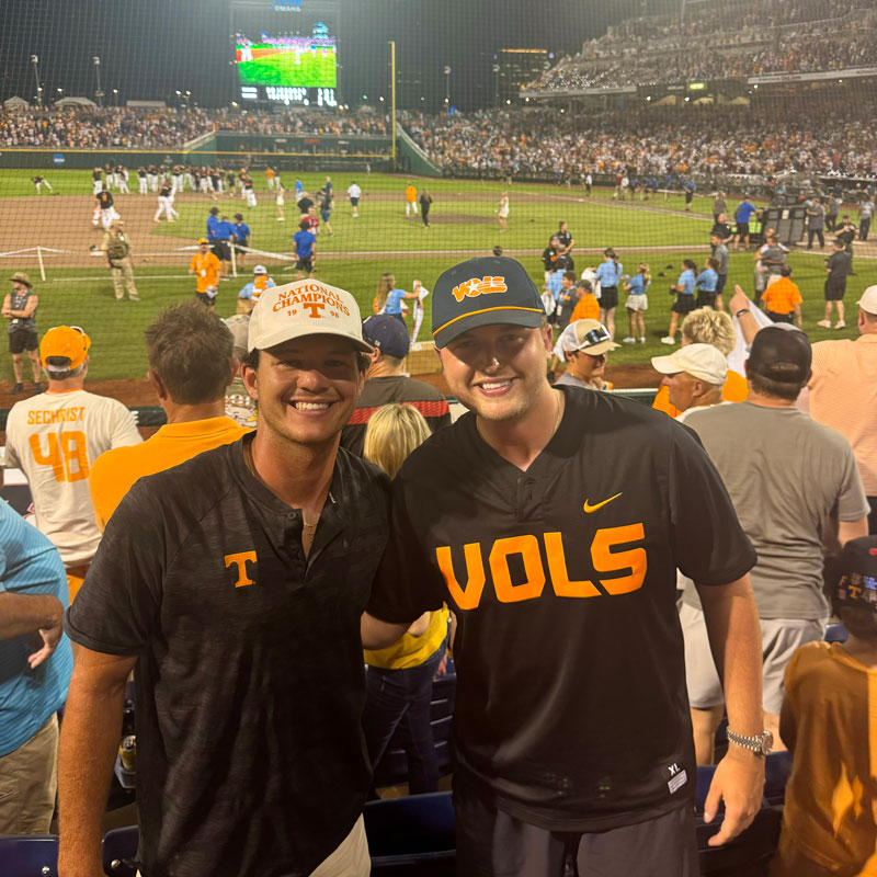 Cohl Morgan and a friend at the baseball national championship.