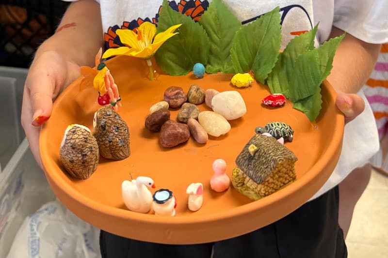 Close-up of a fairy garden project.