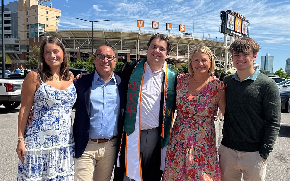 The Danzi Family in front of Neyland Stadium.