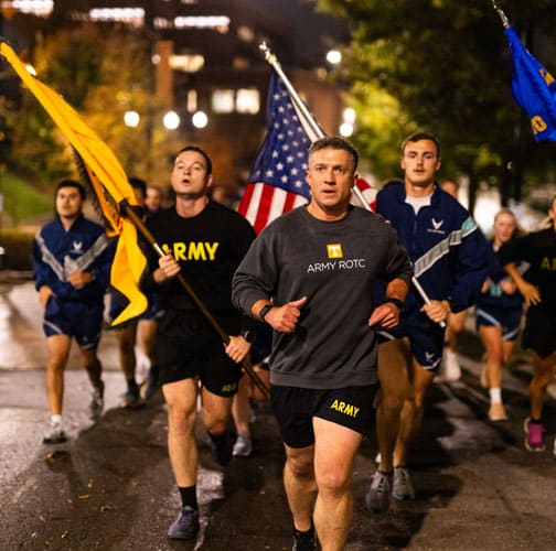 ROTC veterans during a run.