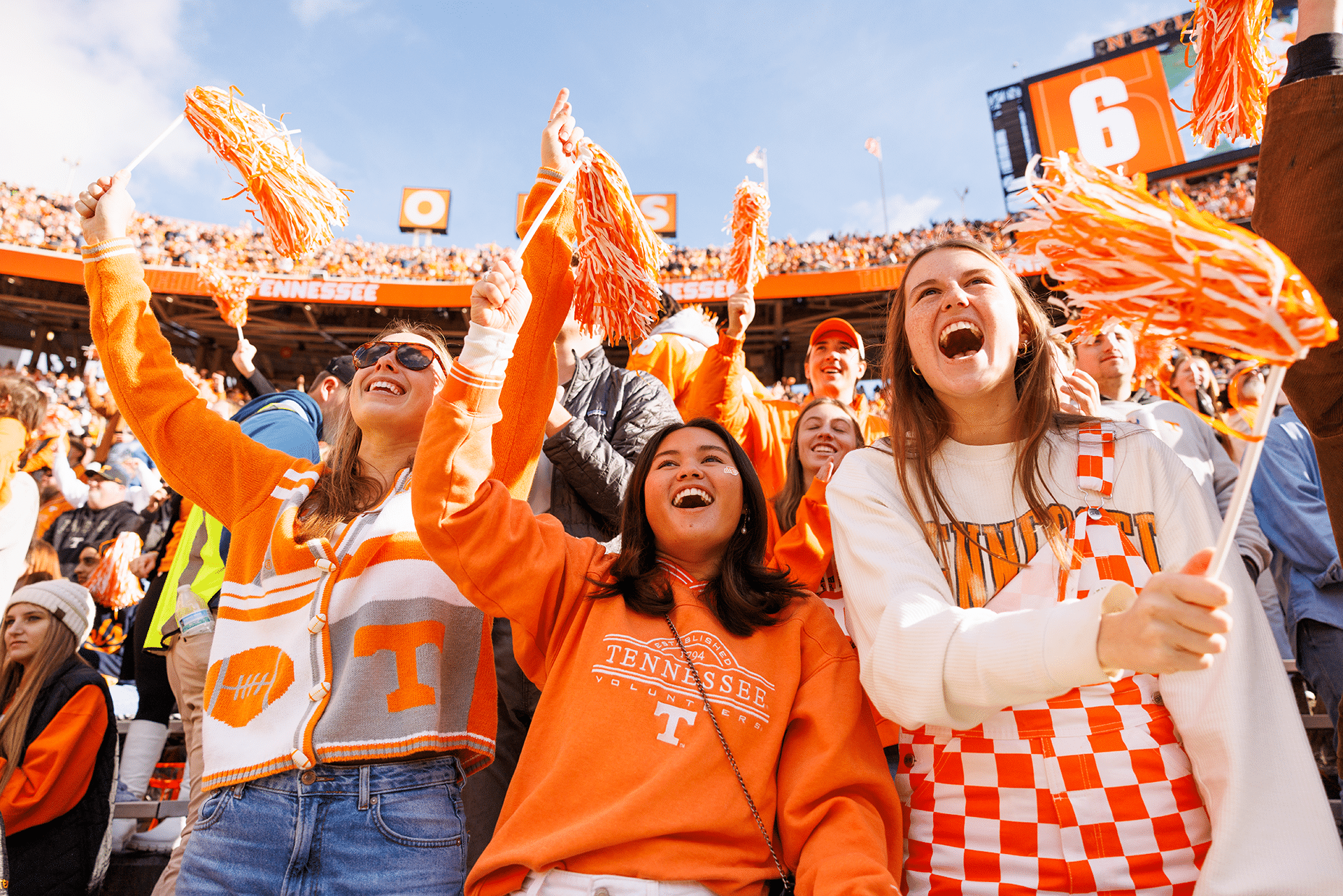 students cheering at vols football game