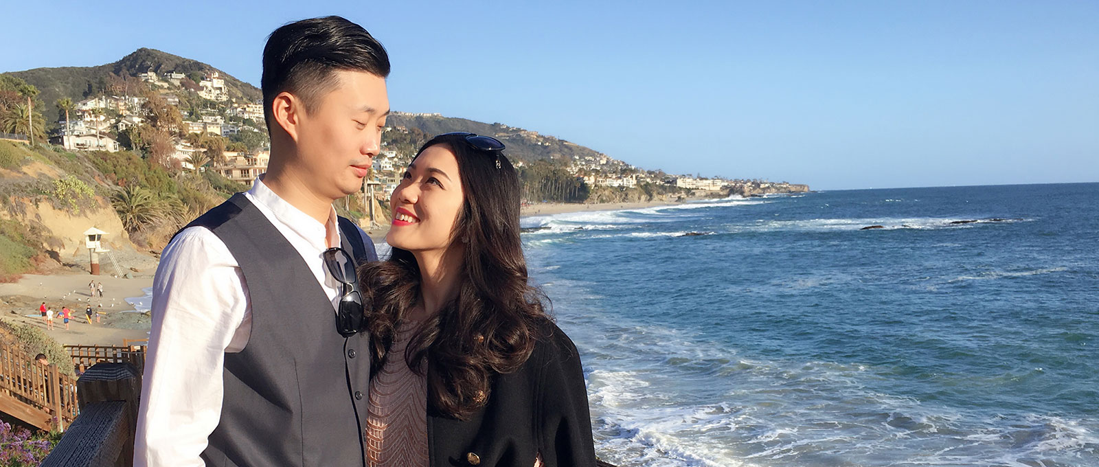 smiling couple at beach