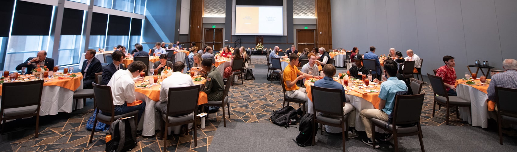 Scholarship recipients enjoy lunch with donors during the Simpson-Tummins scholarship luncheon