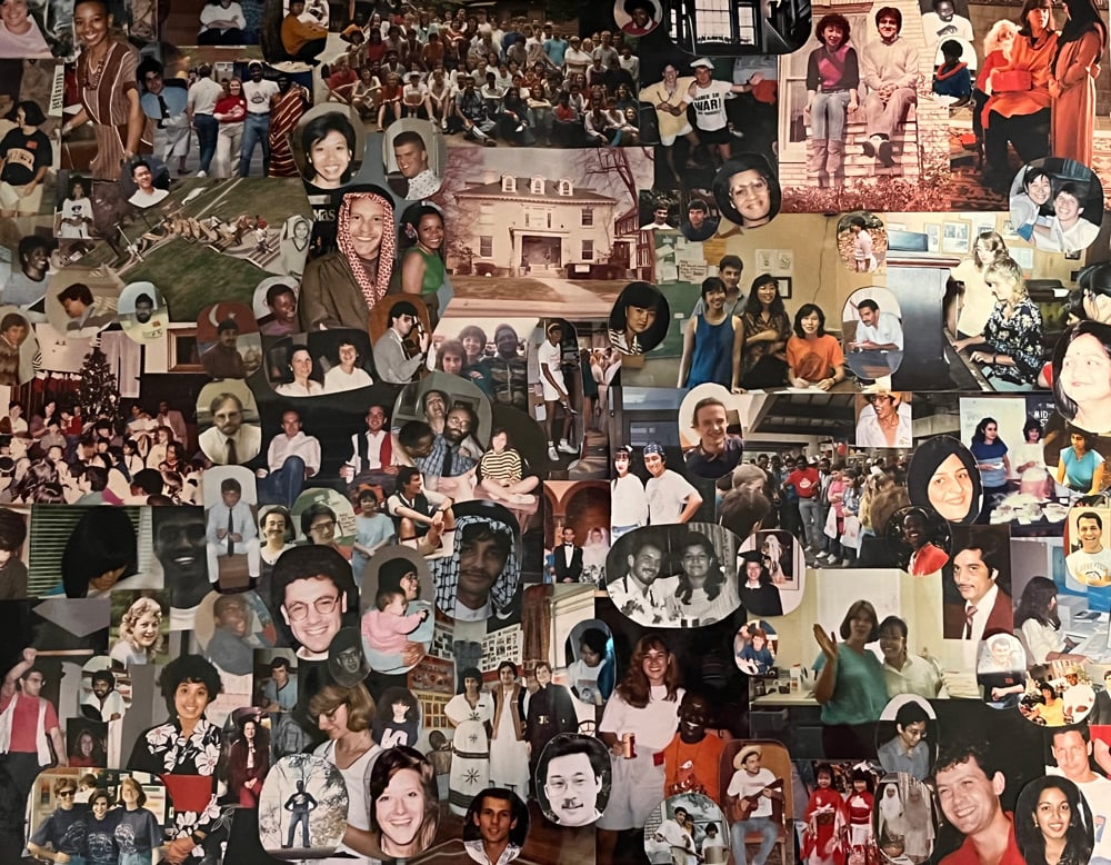 A collage Diane Cudahy created of international students she worked with during her time as International House director